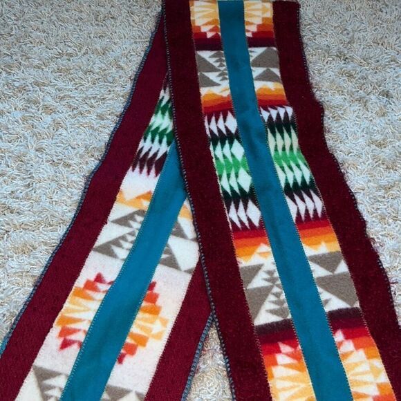 Beautiful Vintage Coloratura Southwest Wool Scarf Aztec Made in the USA  6ft - Picture 10 of 14